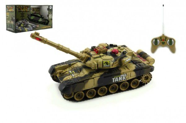 Teddies Tank RC T-80 plast 25cm s dobíjecím packem+adaptér na baterie asst 2 druhy v krabici Teddies