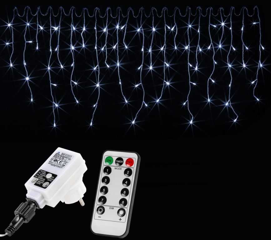 VOLTRONIC® 59796 Vánoční světelný déšť 600 LED studená bílá - 15 m + ovladač VOLTRONIC®