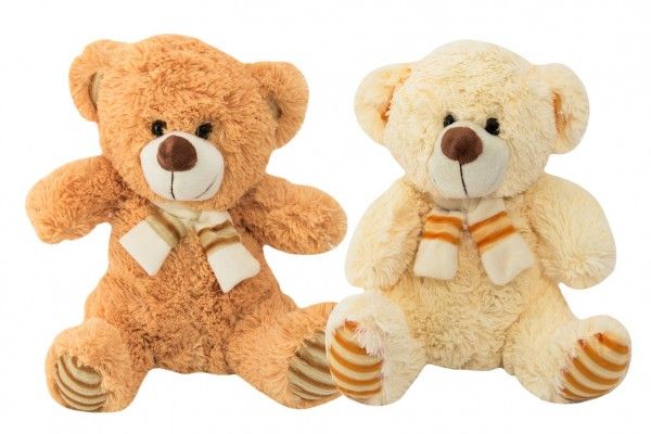 Teddies Medvěd sedící se šálou 2 barvy 35 cm Teddies