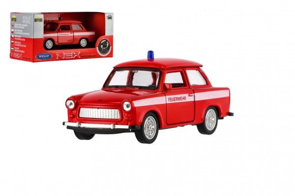 Auto Welly Trabant 601 Hasiči kov/plast 11cm 1:34-39 na volný chod v krabičce 15x7x7cm Teddies