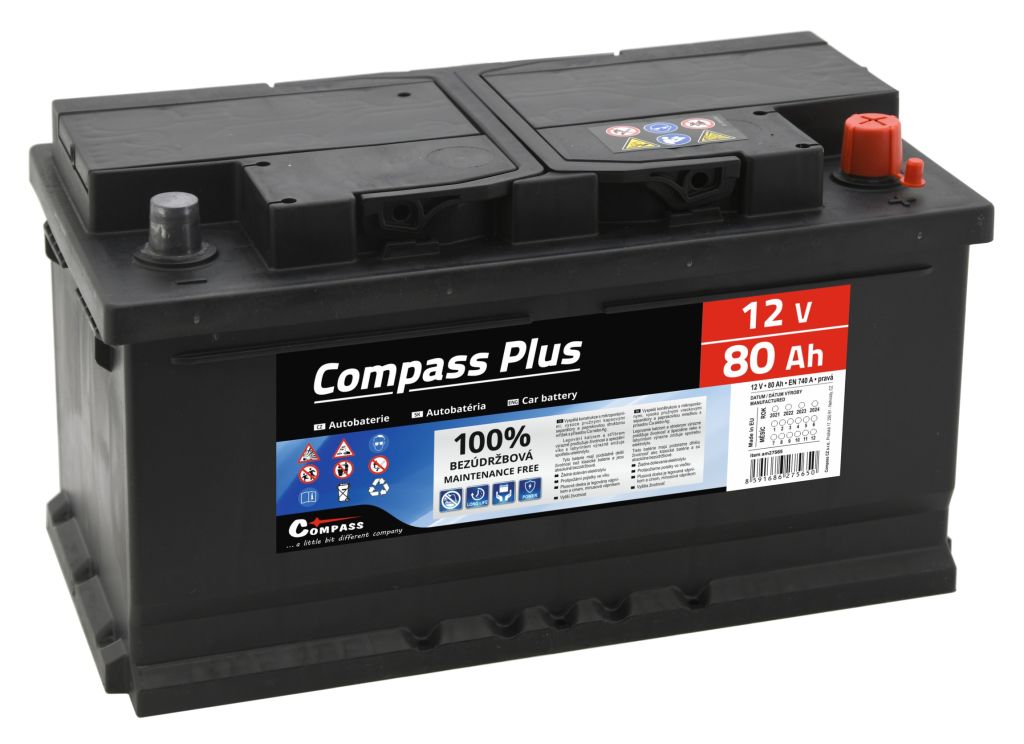 Autobaterie COMPASS PLUS 12V 80Ah 740A Compass